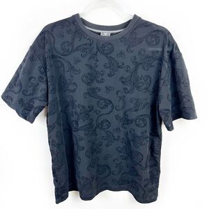 Baroque Gold by Drill Clothing Co. black mesh tee with Edwardian print size: M
